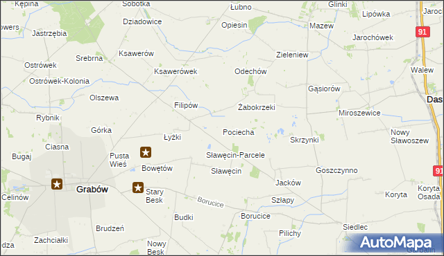 mapa Pociecha gmina Grabów, Pociecha gmina Grabów na mapie Targeo