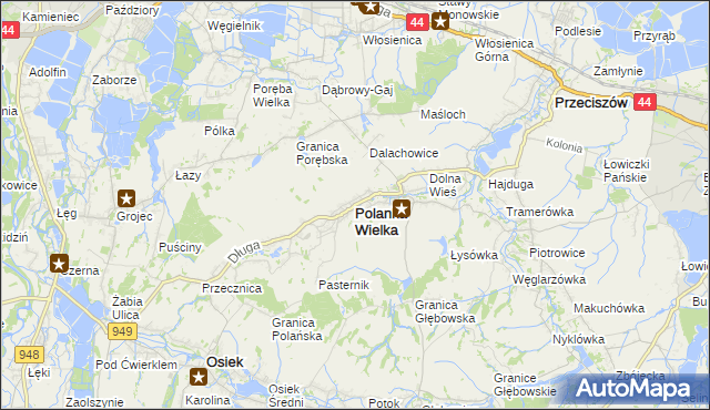 mapa Polanka Wielka, Polanka Wielka na mapie Targeo