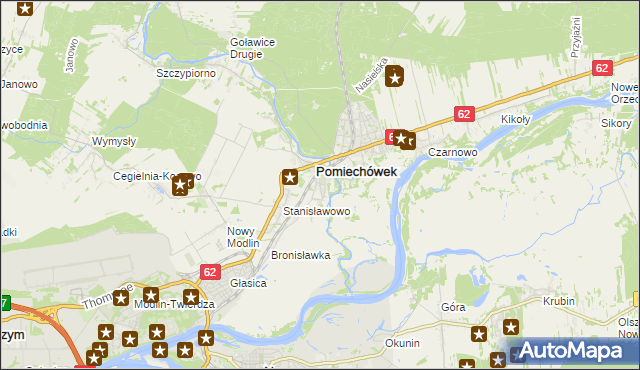 mapa Pomiechowo, Pomiechowo na mapie Targeo