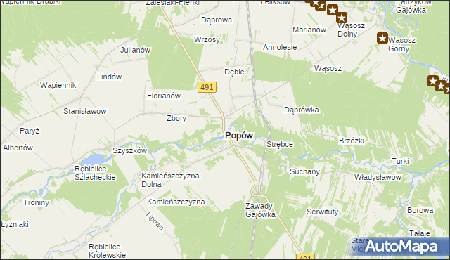 mapa Popów powiat kłobucki, Popów powiat kłobucki na mapie Targeo