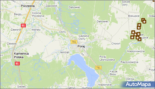 mapa Poraj powiat myszkowski, Poraj powiat myszkowski na mapie Targeo