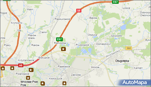 mapa Pruszowice, Pruszowice na mapie Targeo