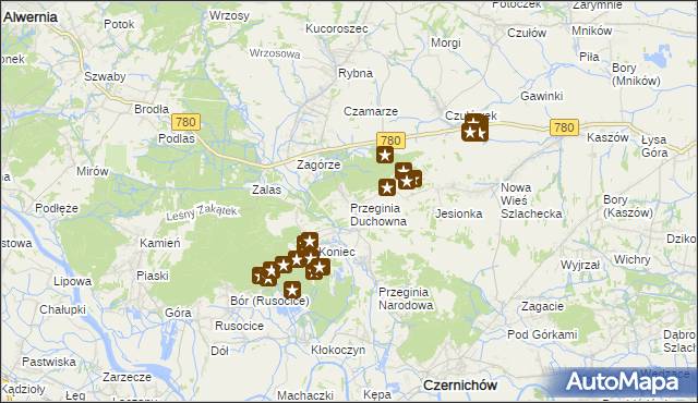 mapa Przeginia Duchowna, Przeginia Duchowna na mapie Targeo