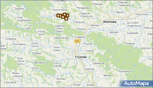 mapa Pułanki gmina Frysztak, Pułanki gmina Frysztak na mapie Targeo