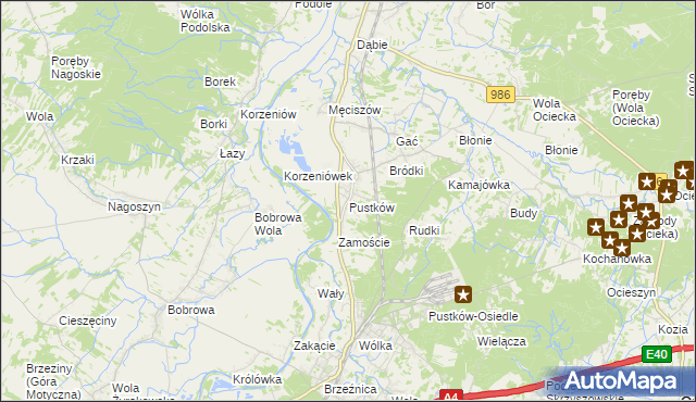 mapa Pustków gmina Dębica, Pustków gmina Dębica na mapie Targeo