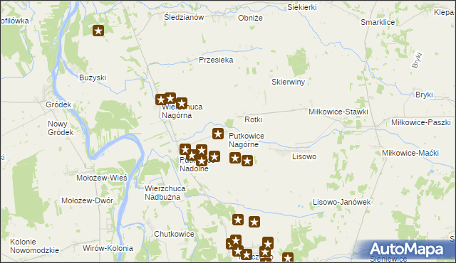 mapa Putkowice Nagórne, Putkowice Nagórne na mapie Targeo