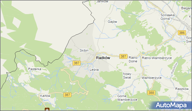mapa Radków powiat kłodzki, Radków powiat kłodzki na mapie Targeo