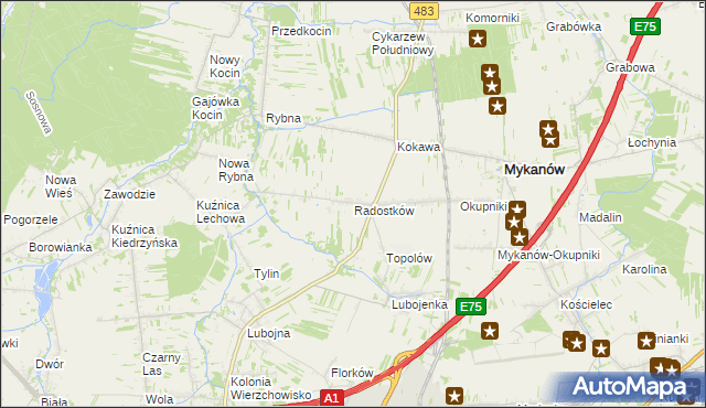 mapa Radostków, Radostków na mapie Targeo