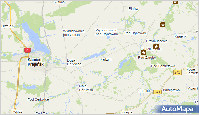 mapa Radzim gmina Kamień Krajeński, Radzim gmina Kamień Krajeński na mapie Targeo