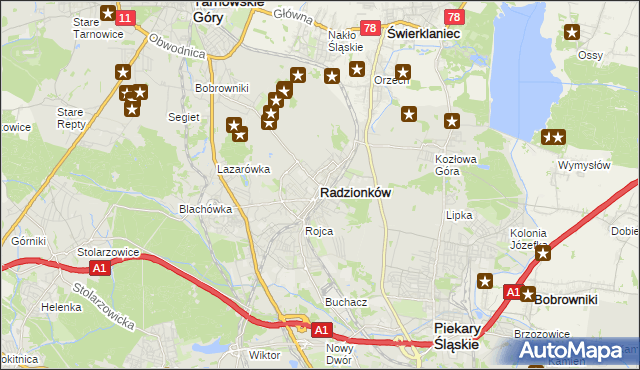 mapa Radzionków, Radzionków na mapie Targeo