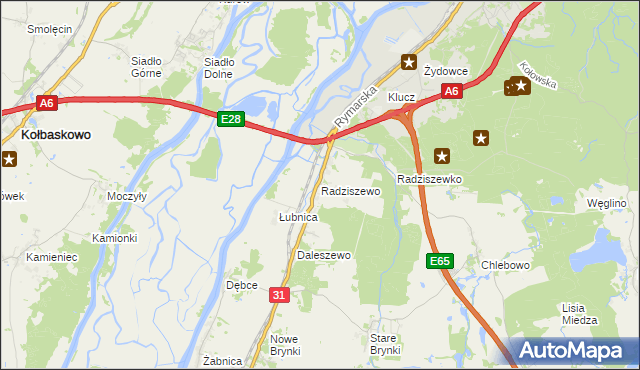 mapa Radziszewo gmina Gryfino, Radziszewo gmina Gryfino na mapie Targeo