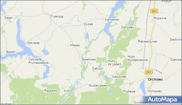 mapa Rękawczyn gmina Orchowo, Rękawczyn gmina Orchowo na mapie Targeo
