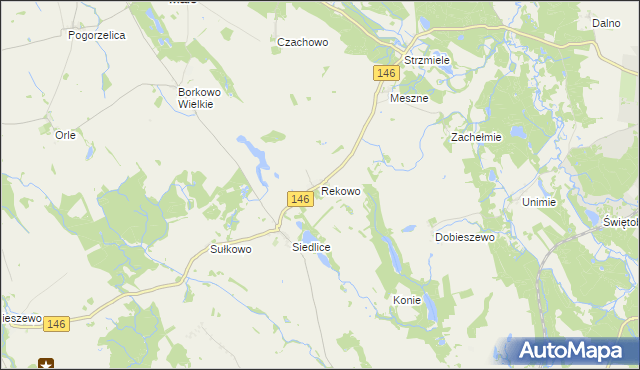 mapa Rekowo gmina Radowo Małe, Rekowo gmina Radowo Małe na mapie Targeo