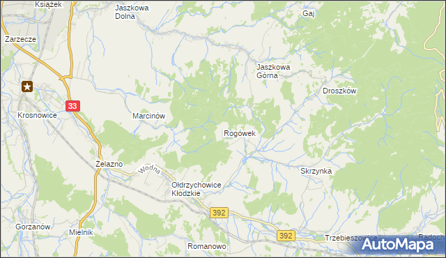mapa Rogówek gmina Kłodzko, Rogówek gmina Kłodzko na mapie Targeo