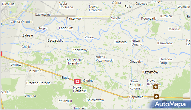 mapa Rożek Krzymowski, Rożek Krzymowski na mapie Targeo