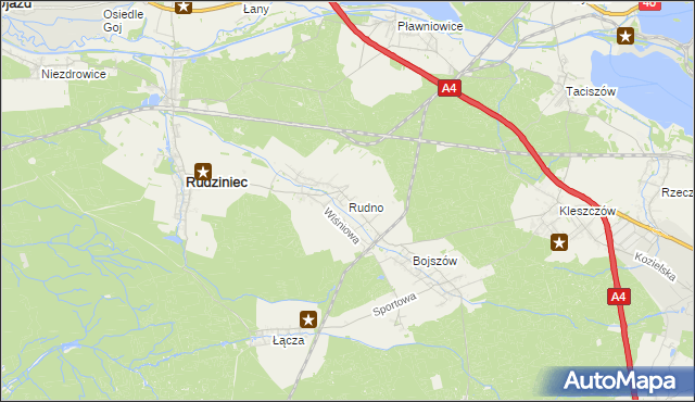 mapa Rudno gmina Rudziniec, Rudno gmina Rudziniec na mapie Targeo