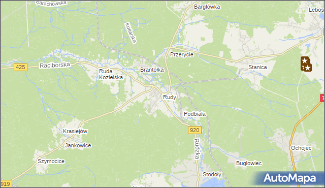 mapa Rudy gmina Kuźnia Raciborska, Rudy gmina Kuźnia Raciborska na mapie Targeo