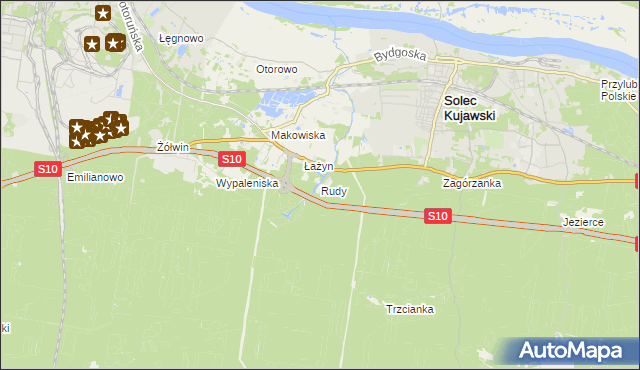 mapa Rudy gmina Solec Kujawski, Rudy gmina Solec Kujawski na mapie Targeo