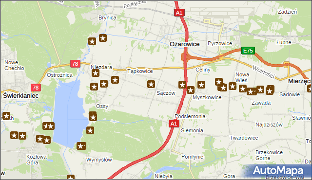 mapa Sączów, Sączów na mapie Targeo