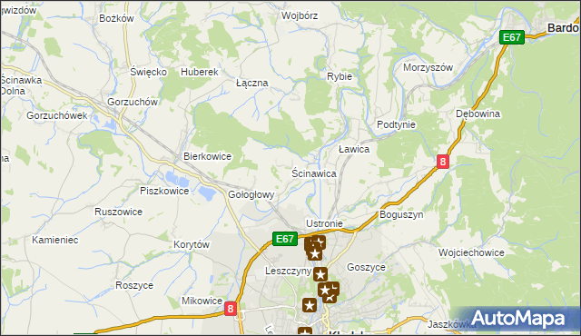 mapa Ścinawica, Ścinawica na mapie Targeo