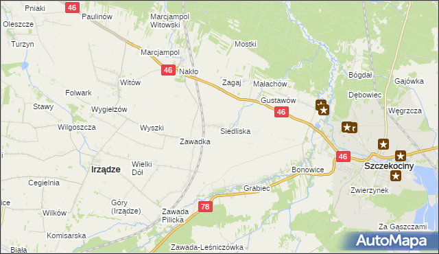 mapa Siedliska gmina Szczekociny, Siedliska gmina Szczekociny na mapie Targeo