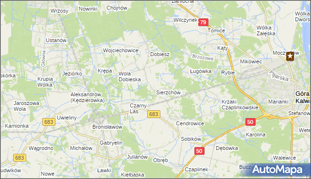 mapa Sierzchów gmina Góra Kalwaria, Sierzchów gmina Góra Kalwaria na mapie Targeo