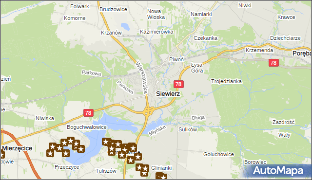 mapa Siewierz, Siewierz na mapie Targeo