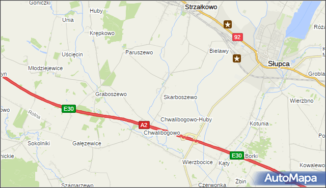 mapa Skarboszewo gmina Strzałkowo, Skarboszewo gmina Strzałkowo na mapie Targeo