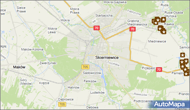 mapa Skierniewic, Skierniewice na mapie Targeo