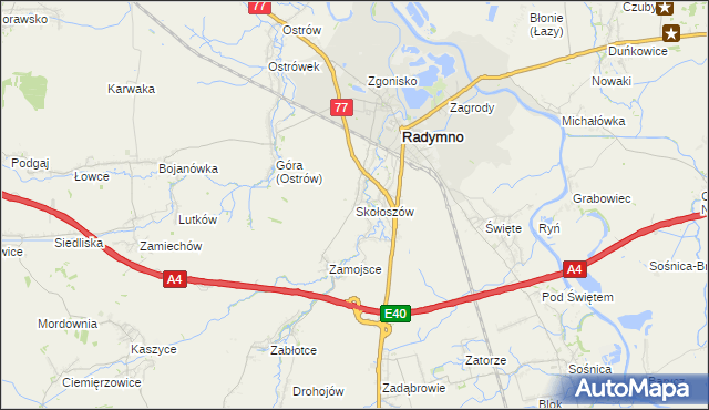 mapa Skołoszów, Skołoszów na mapie Targeo