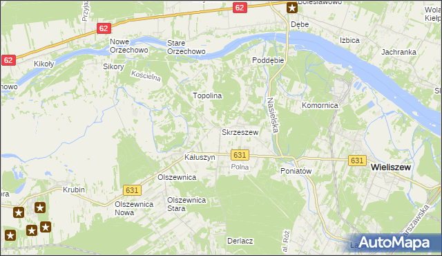 mapa Skrzeszew gmina Wieliszew, Skrzeszew gmina Wieliszew na mapie Targeo