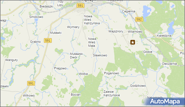 mapa Sławkowo gmina Kętrzyn, Sławkowo gmina Kętrzyn na mapie Targeo