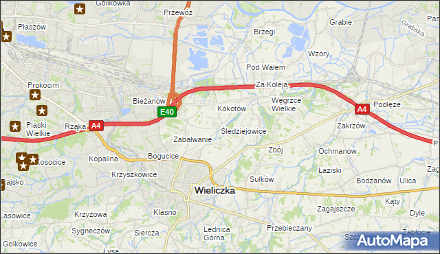 mapa Śledziejowice, Śledziejowice na mapie Targeo