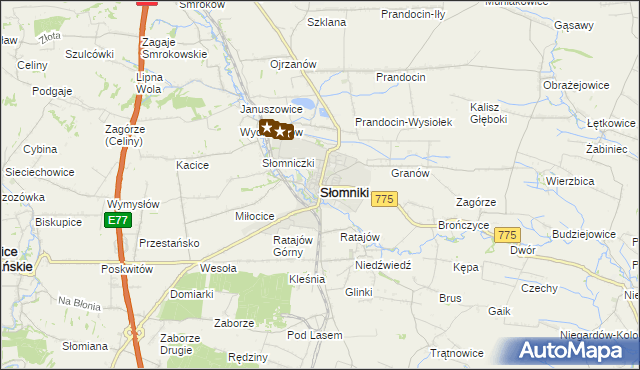 mapa Słomniki, Słomniki na mapie Targeo