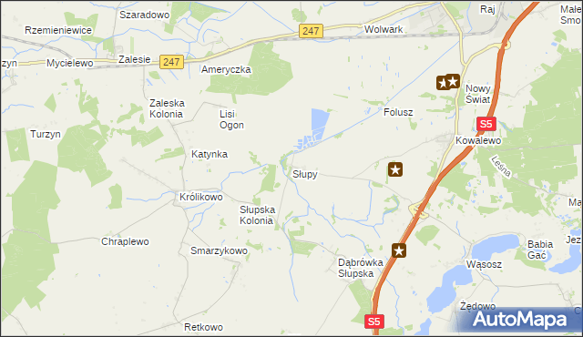 mapa Słupy gmina Szubin, Słupy gmina Szubin na mapie Targeo