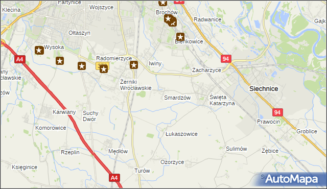 mapa Smardzów gmina Siechnice, Smardzów gmina Siechnice na mapie Targeo