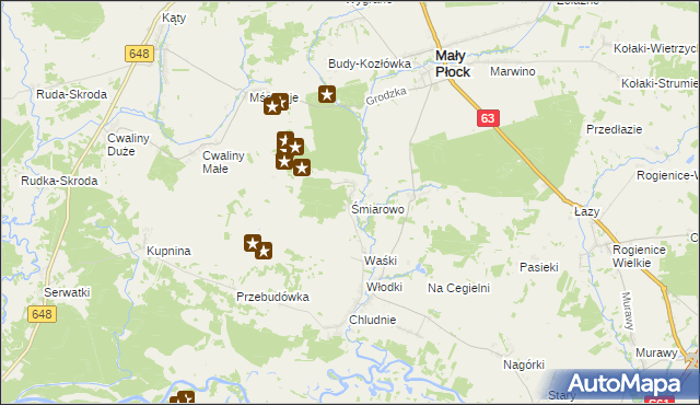 mapa Śmiarowo, Śmiarowo na mapie Targeo