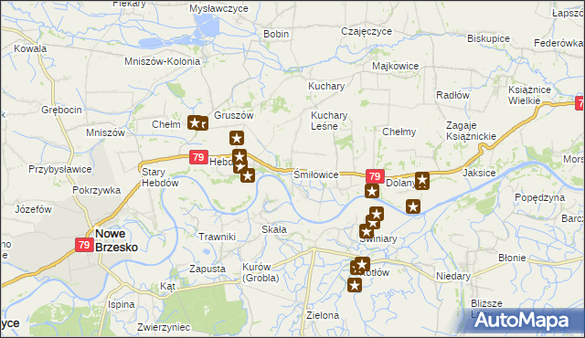 mapa Śmiłowice gmina Nowe Brzesko, Śmiłowice gmina Nowe Brzesko na mapie Targeo
