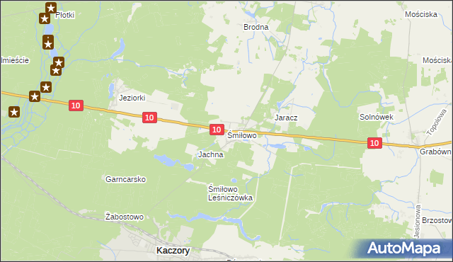 mapa Śmiłowo gmina Kaczory, Śmiłowo gmina Kaczory na mapie Targeo