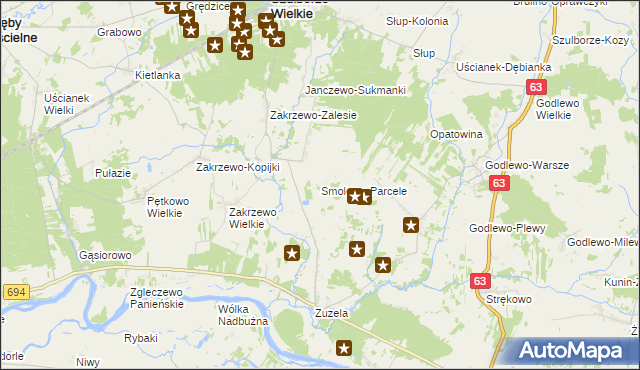 mapa Smolewo-Parcele, Smolewo-Parcele na mapie Targeo