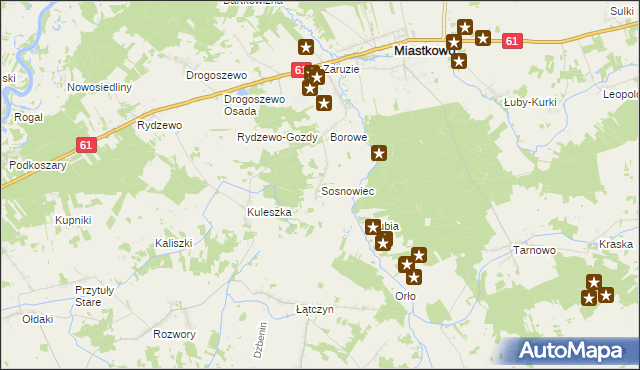 mapa Sosnowiec gmina Miastkowo, Sosnowiec gmina Miastkowo na mapie Targeo