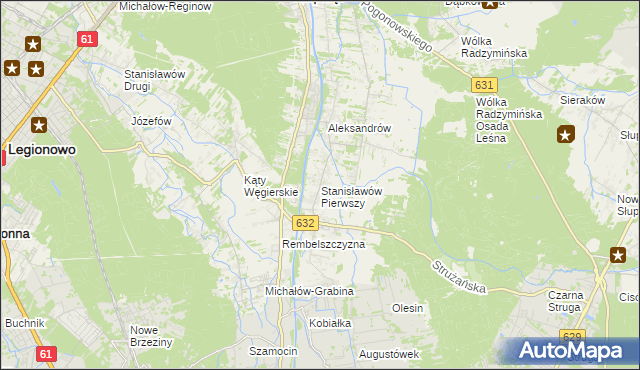 mapa Stanisławów Pierwszy gmina Nieporęt, Stanisławów Pierwszy gmina Nieporęt na mapie Targeo