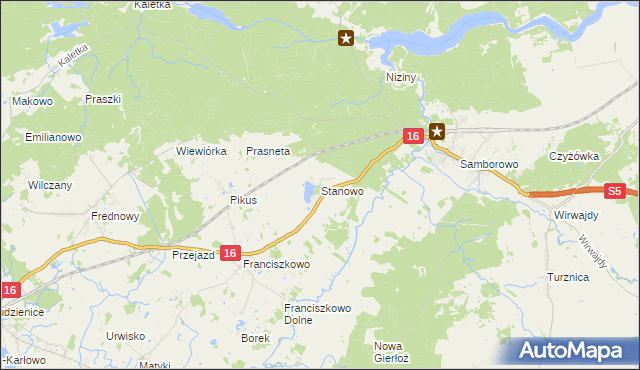 mapa Stanowo gmina Iława, Stanowo gmina Iława na mapie Targeo