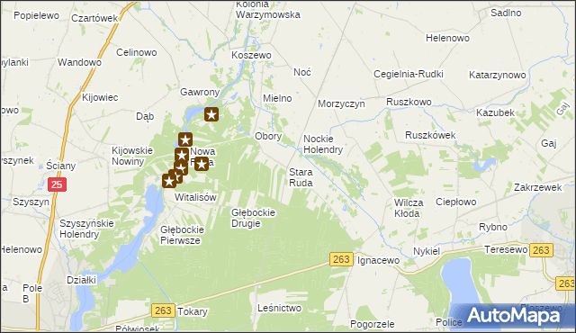 mapa Stara Ruda gmina Wierzbinek, Stara Ruda gmina Wierzbinek na mapie Targeo