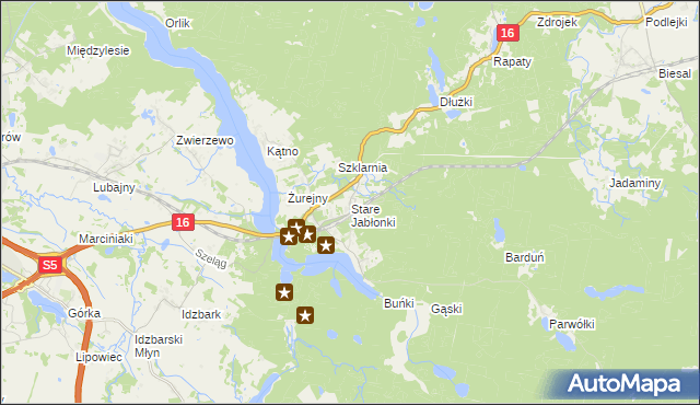 mapa Stare Jabłonki, Stare Jabłonki na mapie Targeo