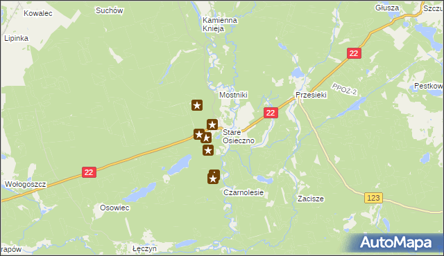 mapa Stare Osieczno, Stare Osieczno na mapie Targeo