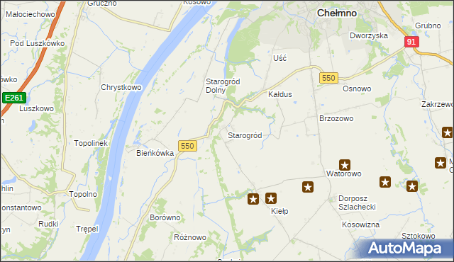 mapa Starogród gmina Chełmno, Starogród gmina Chełmno na mapie Targeo