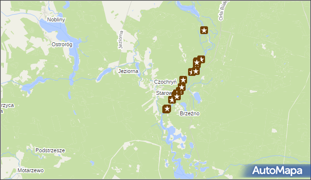 mapa Starowice gmina Borne Sulinowo, Starowice gmina Borne Sulinowo na mapie Targeo