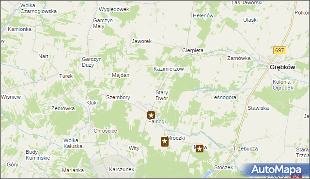 mapa Stary Dwór gmina Wierzbno, Stary Dwór gmina Wierzbno na mapie Targeo