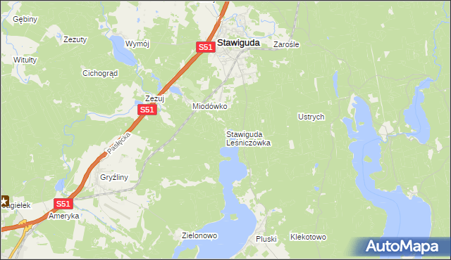 mapa Stawiguda Leśniczówka, Stawiguda Leśniczówka na mapie Targeo